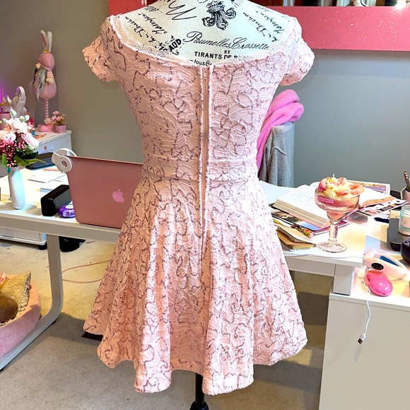 Pastel Pink Sequin Party Dress - Picture 9 of 12